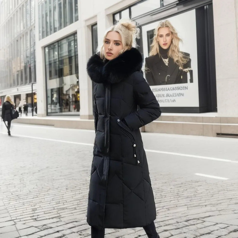 Hannah | Women’s Winter Quilted Coat with Hood Trim