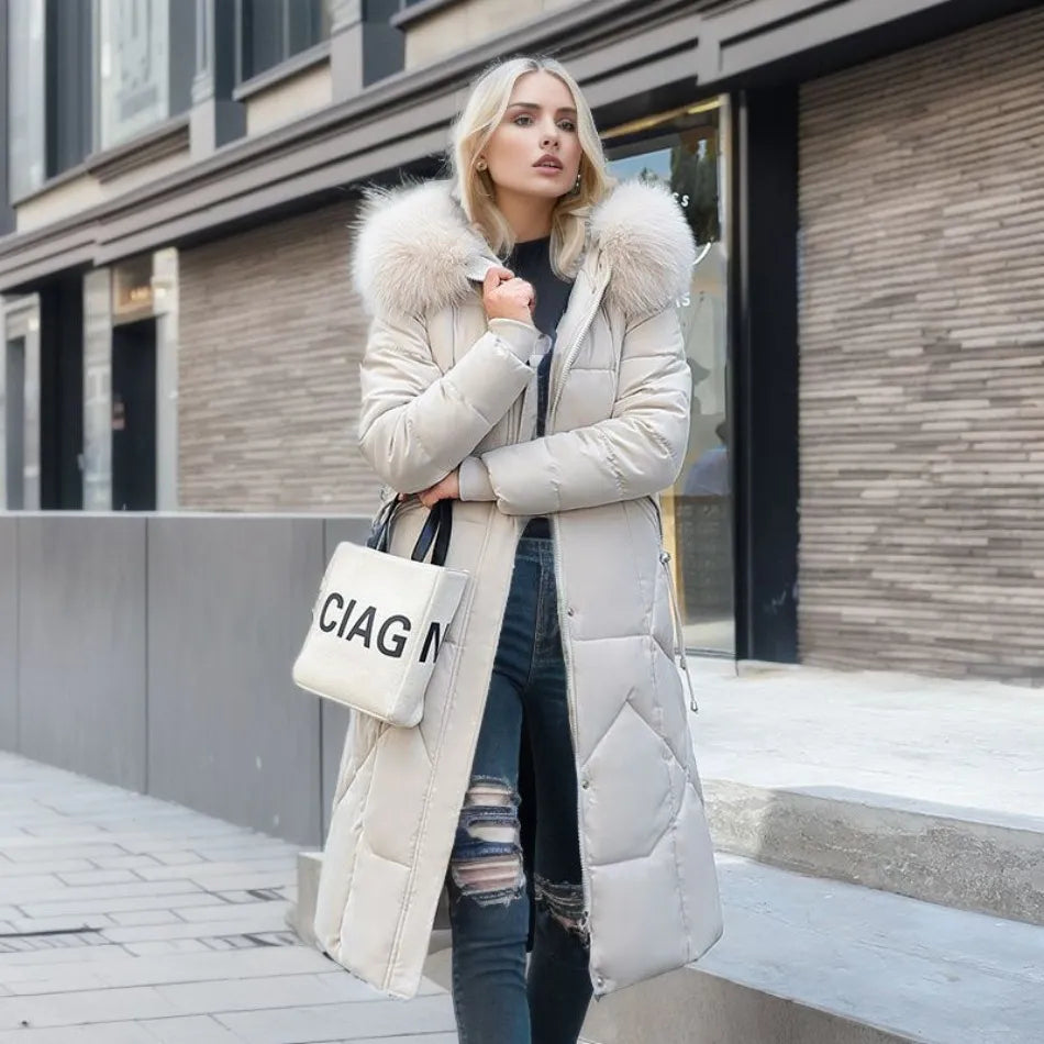 Hannah | Women’s Winter Quilted Coat with Hood Trim