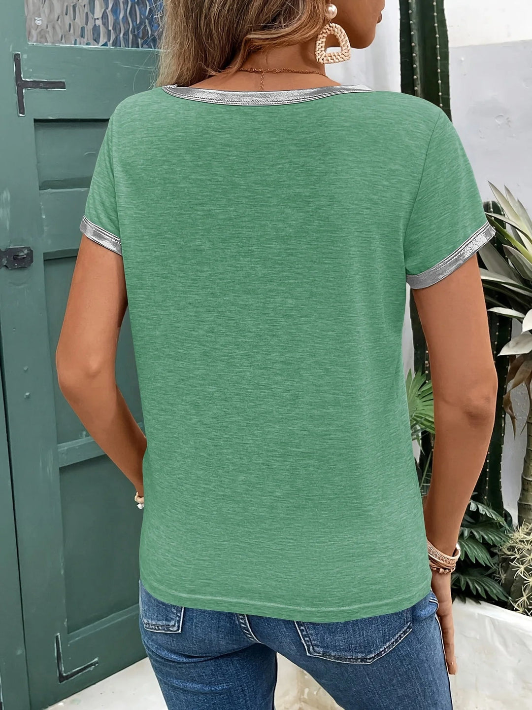 Sadie - Shimmer V-Neck Tee