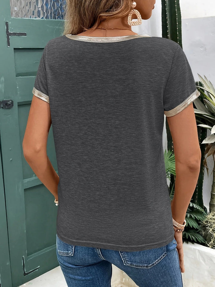 Sadie - Shimmer V-Neck Tee