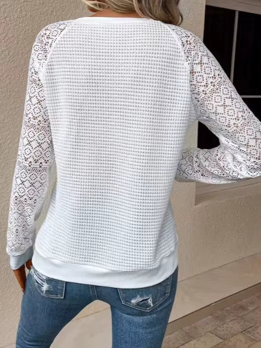 Kayla - Lace Crochet Top Long Sleeves