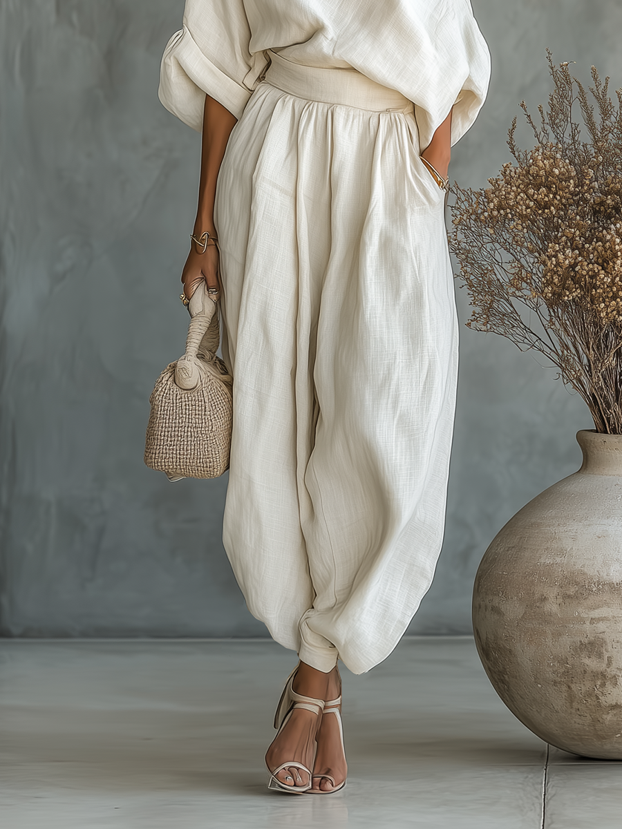 Alora | Luxe Linen One-Shoulder Set