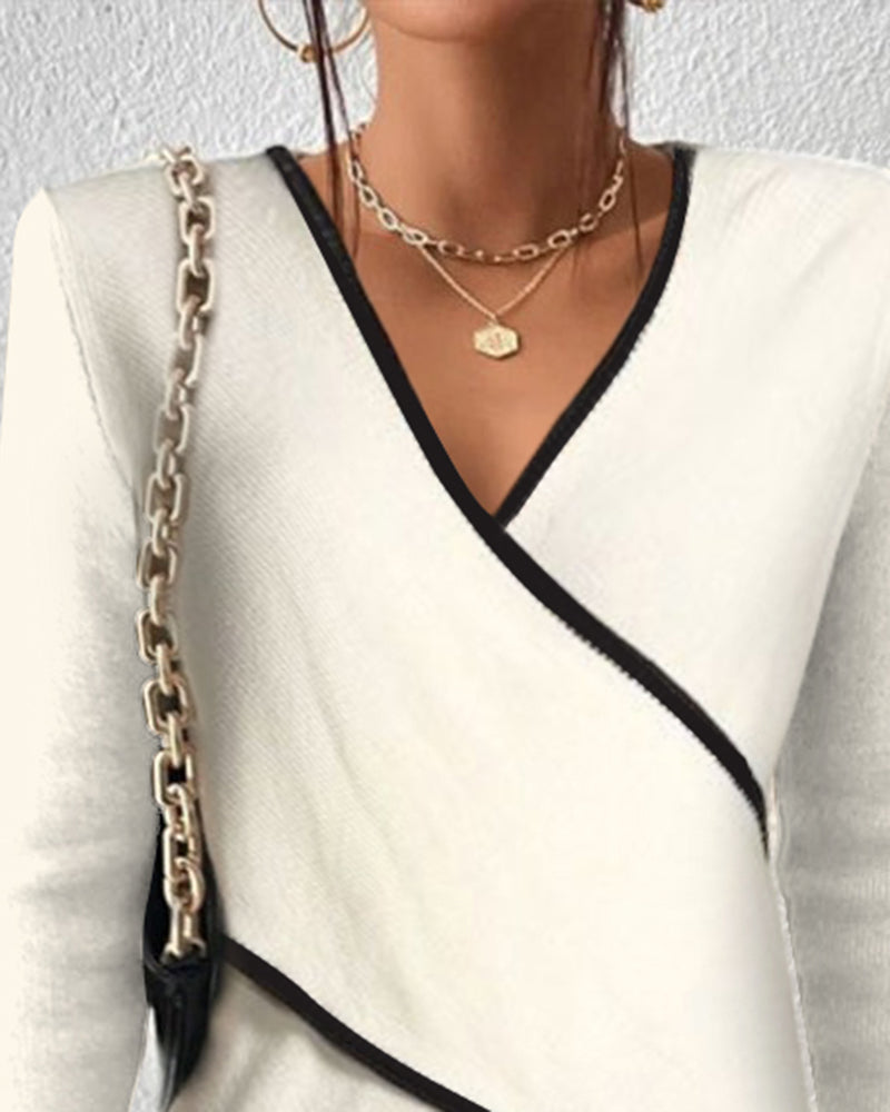 Riley - Wrap Knit Top with V-Neck