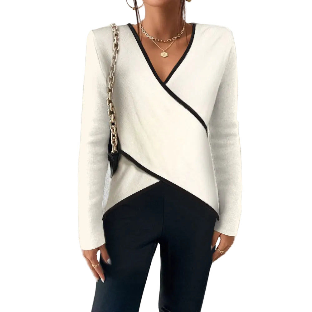 Riley - Wrap Knit Top with V-Neck