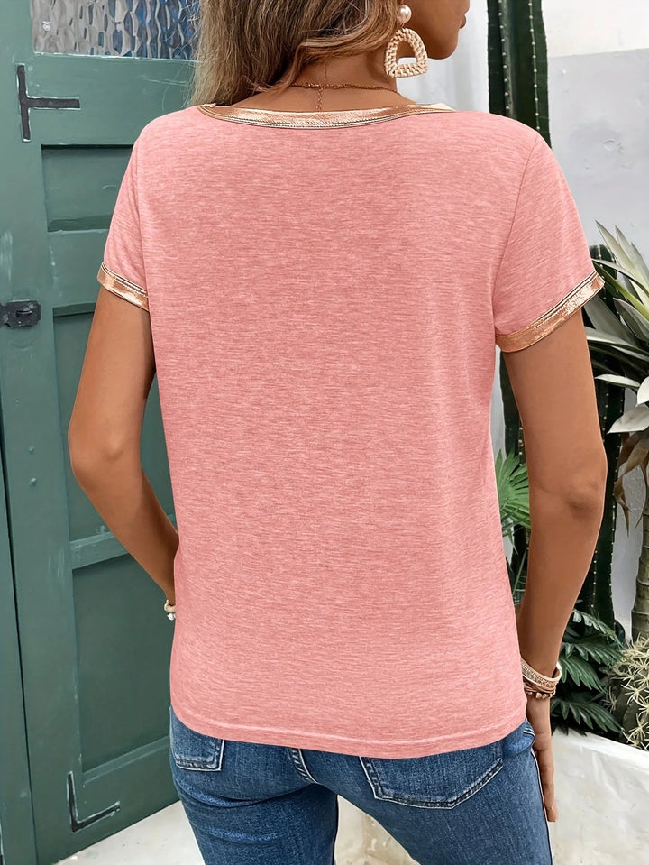 Sadie - Shimmer V-Neck Tee