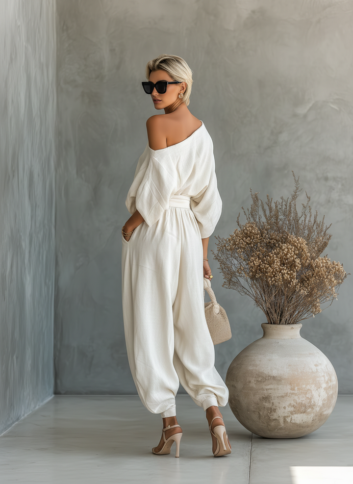 Alora | Luxe Linen One-Shoulder Set