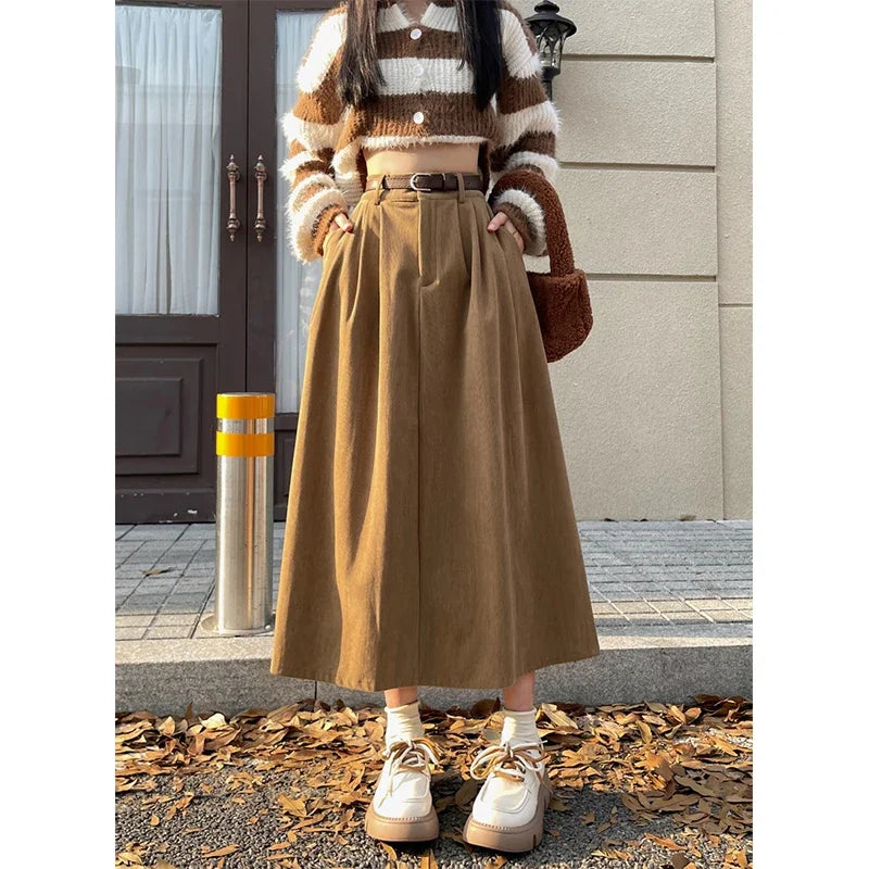 Mia – Corduroy Midi Skirt