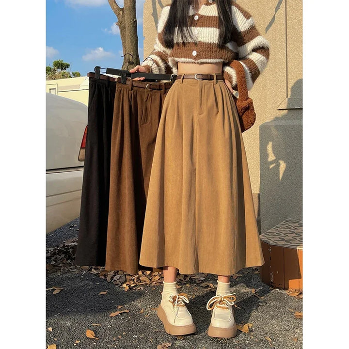 Mia – Corduroy Midi Skirt