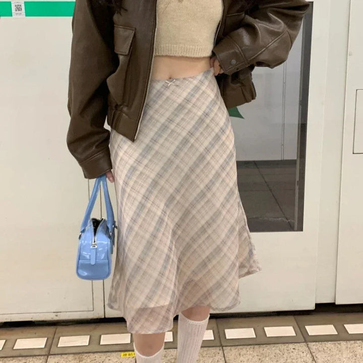 Brooke – Classic Plaid Midi Skirt