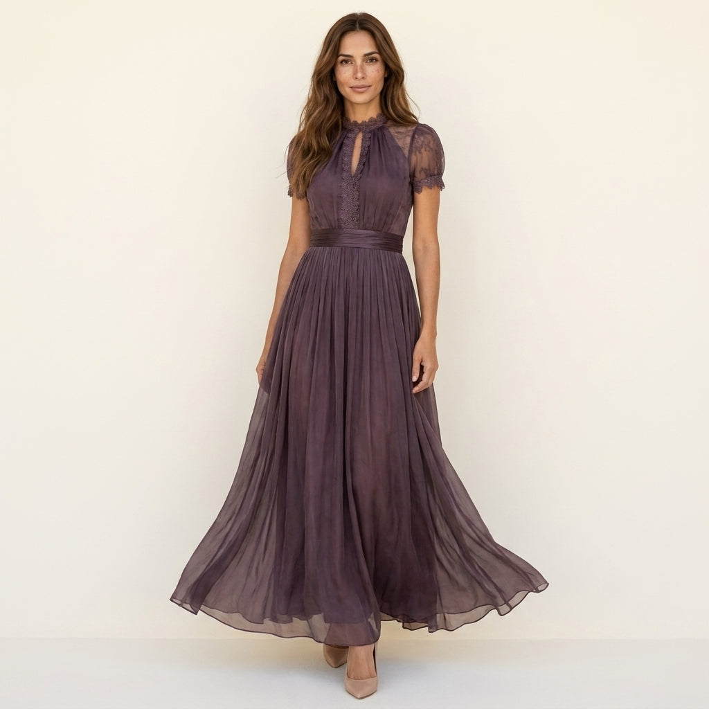 Virella | Long Lace Neck Dress