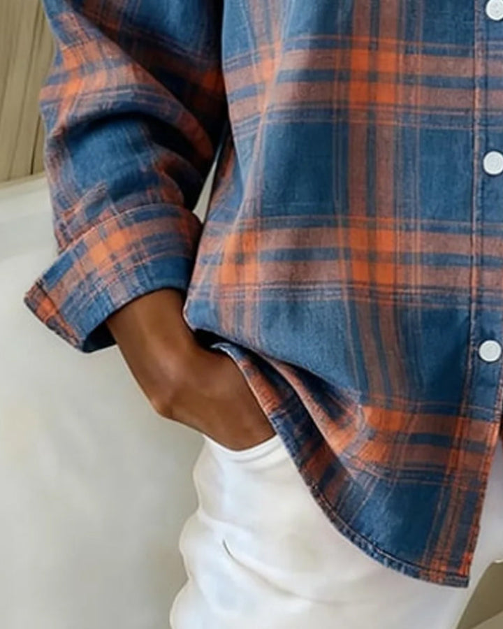 Belviana - Checked Shirt with Lapel Collar