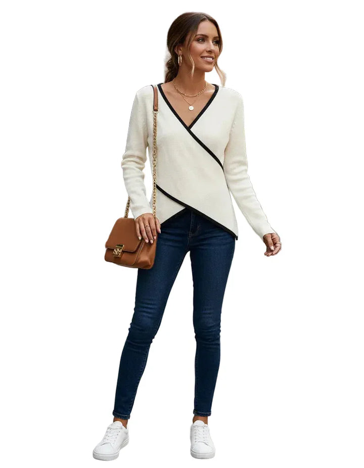 Riley - Wrap Knit Top with V-Neck