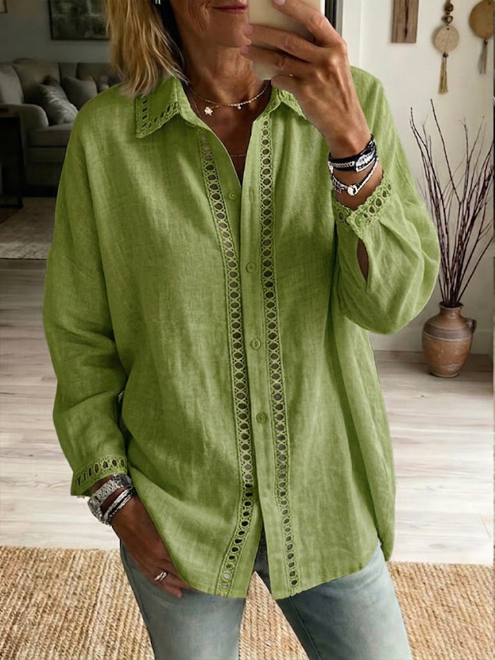 Emily | Eyelet-Trim Linen Blouse