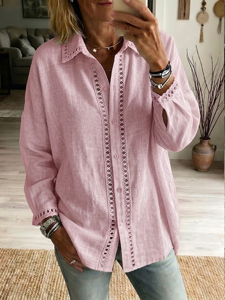 Emily | Eyelet-Trim Linen Blouse
