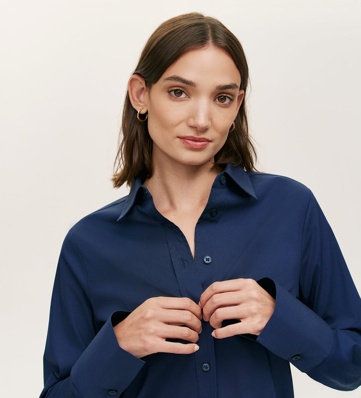 Ivy - Navy Cotton Shirt